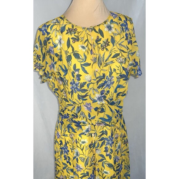 Sam Edelman Women's Floral Wrap Front Short Sleeve Dress Yellow  size 10 - Picture 2 of 6